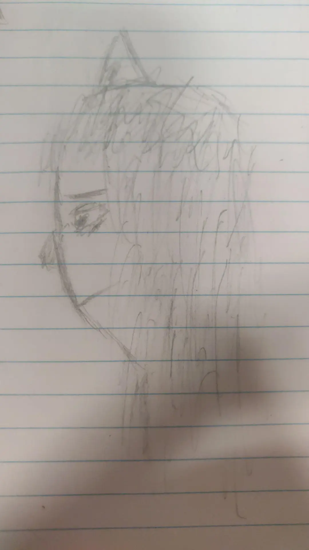 Also a drawing of my pfp but this time its bit bigger and shows only the head from the side, looks tired and sad.