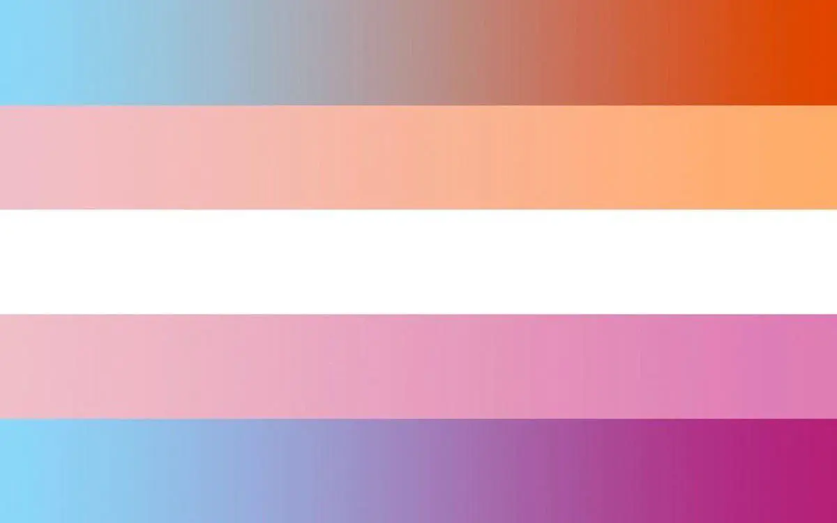 Trans flag blending in with Lesbian flag